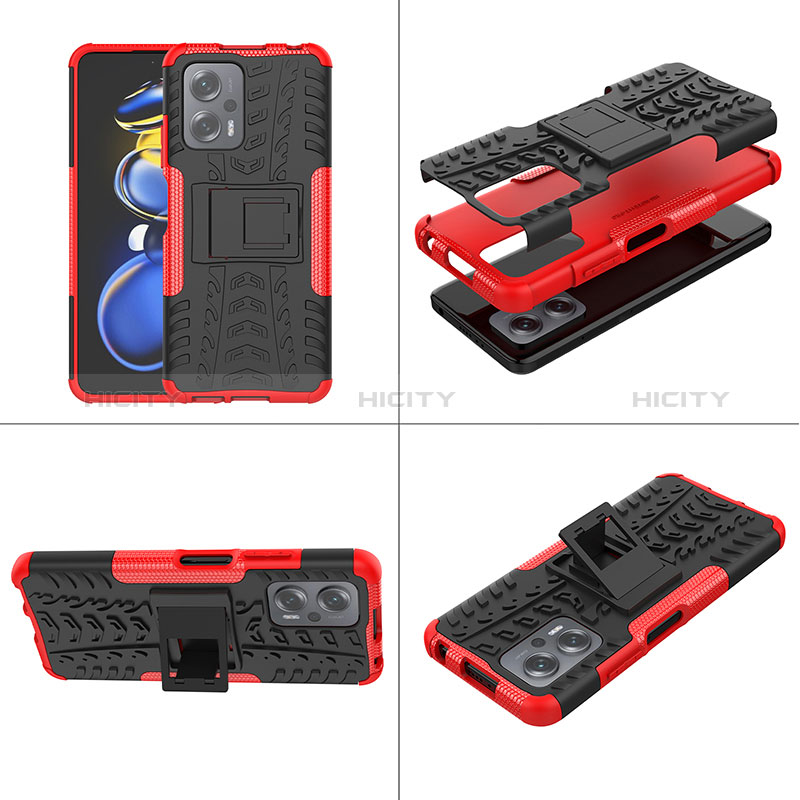 Coque Contour Silicone et Plastique Housse Etui Mat avec Support JX1 pour Xiaomi Poco X4 GT 5G Plus