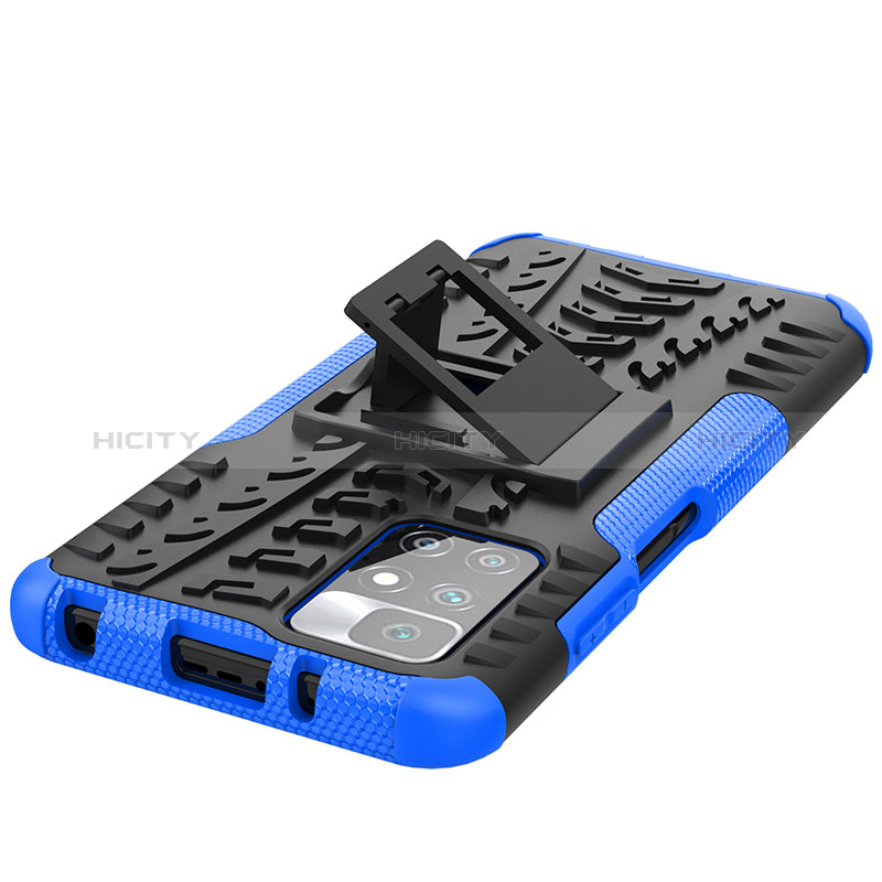 Coque Contour Silicone et Plastique Housse Etui Mat avec Support JX1 pour Xiaomi Redmi 10 (2022) Plus