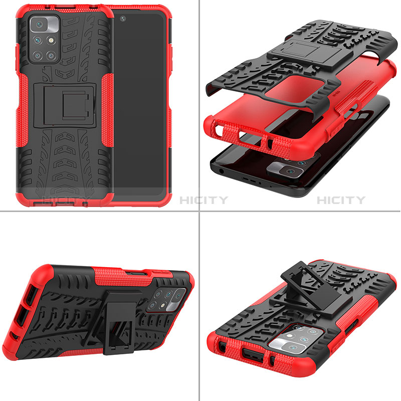 Coque Contour Silicone et Plastique Housse Etui Mat avec Support JX1 pour Xiaomi Redmi 10 (2022) Plus