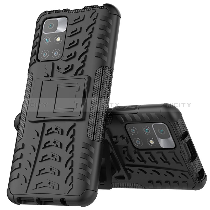 Coque Contour Silicone et Plastique Housse Etui Mat avec Support JX1 pour Xiaomi Redmi 10 (2022) Plus