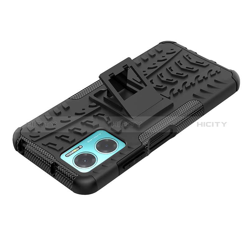 Coque Contour Silicone et Plastique Housse Etui Mat avec Support JX1 pour Xiaomi Redmi 10 5G Plus