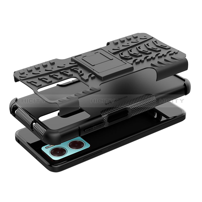 Coque Contour Silicone et Plastique Housse Etui Mat avec Support JX1 pour Xiaomi Redmi 10 5G Plus