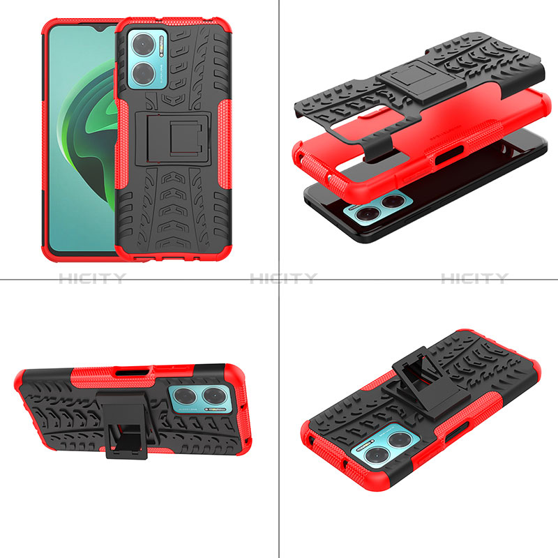 Coque Contour Silicone et Plastique Housse Etui Mat avec Support JX1 pour Xiaomi Redmi 10 5G Plus