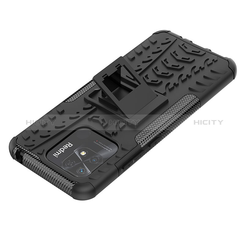 Coque Contour Silicone et Plastique Housse Etui Mat avec Support JX1 pour Xiaomi Redmi 10 Power Plus