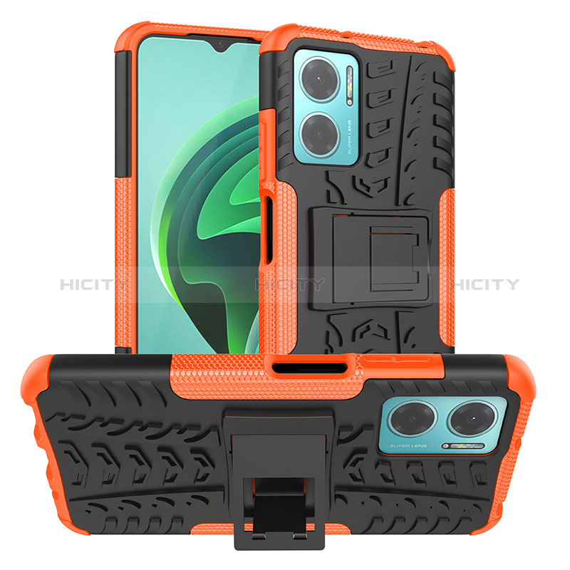 Coque Contour Silicone et Plastique Housse Etui Mat avec Support JX1 pour Xiaomi Redmi 10 Prime Plus 5G Orange Plus