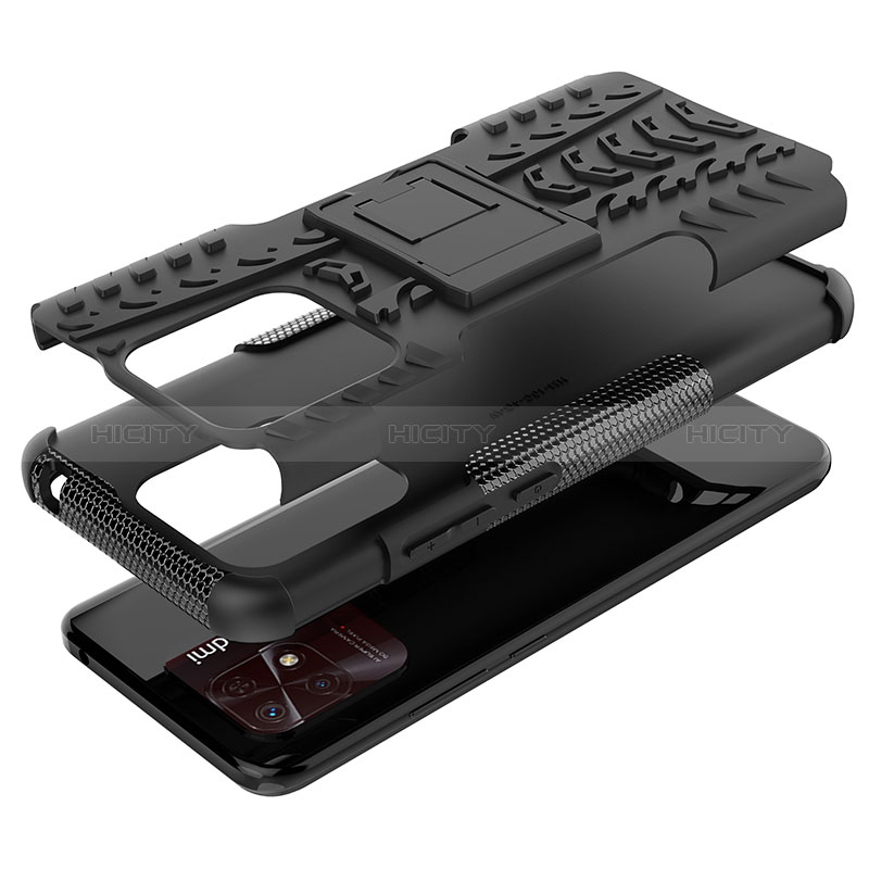 Coque Contour Silicone et Plastique Housse Etui Mat avec Support JX1 pour Xiaomi Redmi 10C 4G Plus