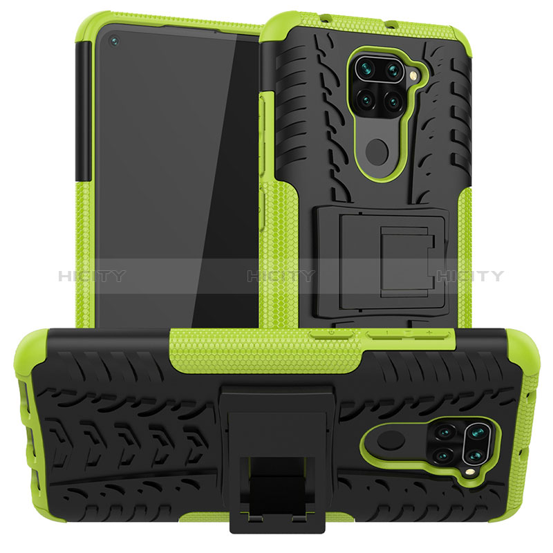 Coque Contour Silicone et Plastique Housse Etui Mat avec Support JX1 pour Xiaomi Redmi 10X 4G Vert Plus