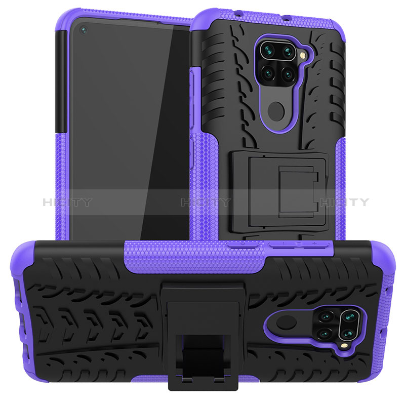 Coque Contour Silicone et Plastique Housse Etui Mat avec Support JX1 pour Xiaomi Redmi 10X 4G Violet Plus