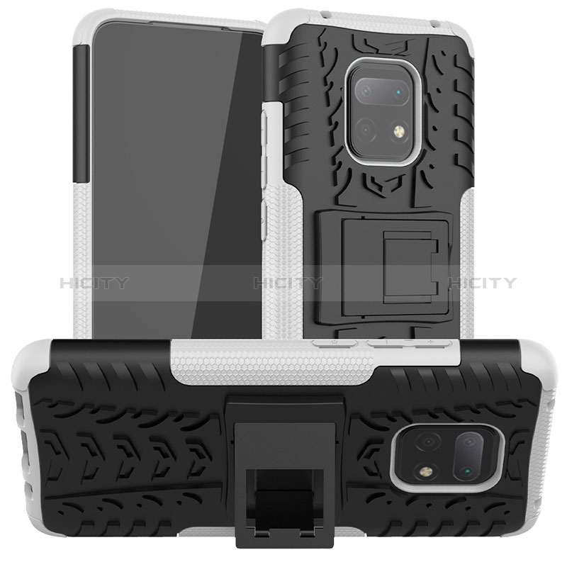 Coque Contour Silicone et Plastique Housse Etui Mat avec Support JX1 pour Xiaomi Redmi 10X 5G Argent Plus