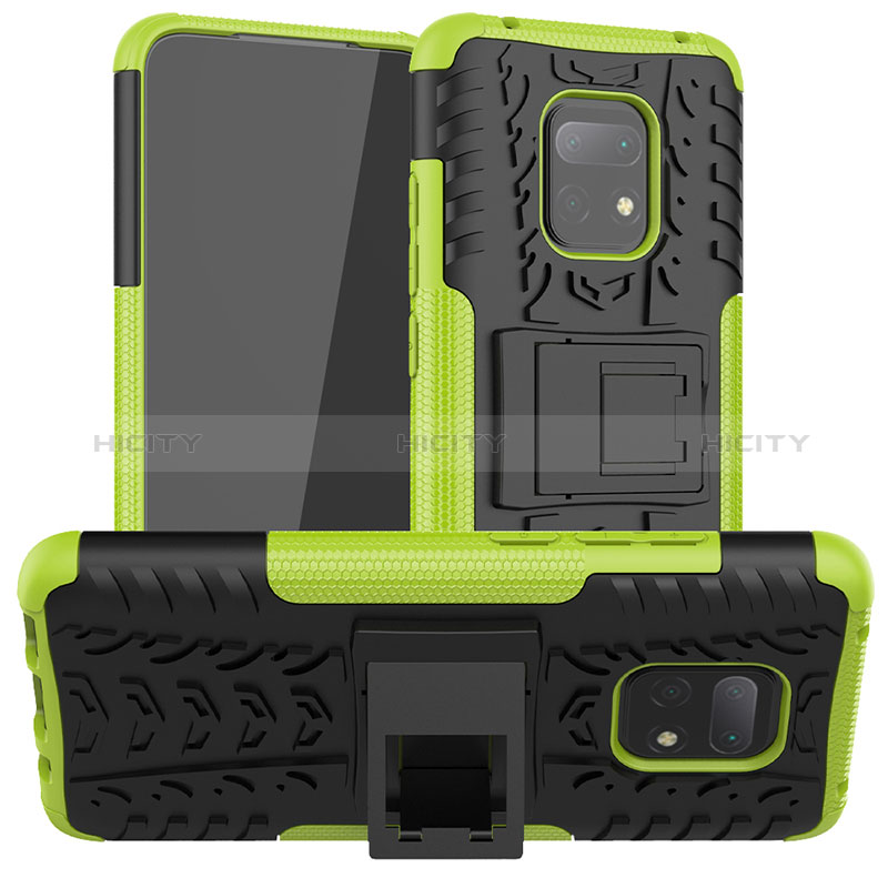 Coque Contour Silicone et Plastique Housse Etui Mat avec Support JX1 pour Xiaomi Redmi 10X 5G Vert Plus