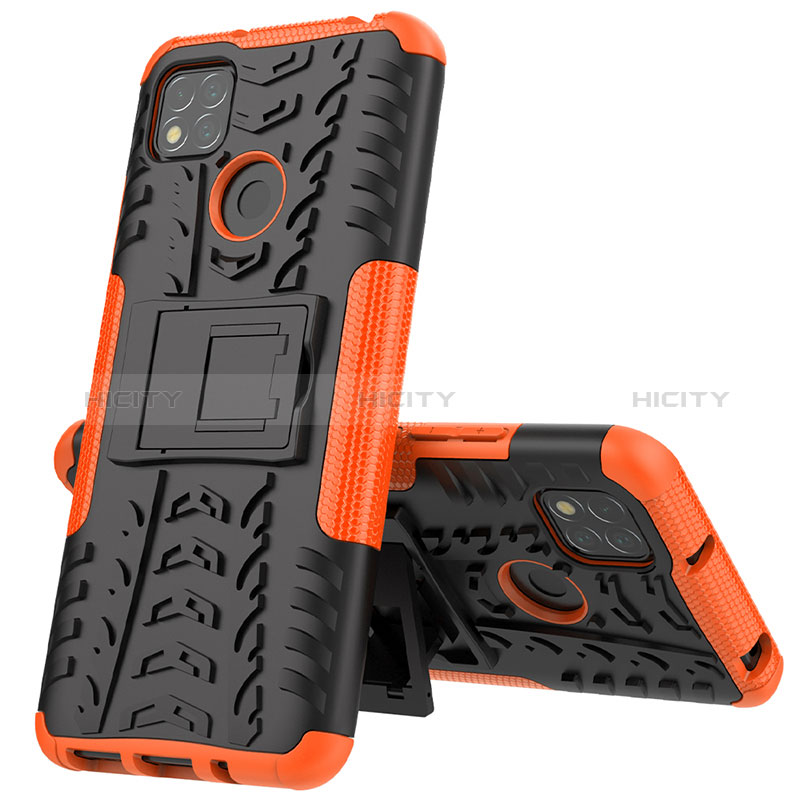 Coque Contour Silicone et Plastique Housse Etui Mat avec Support JX1 pour Xiaomi Redmi 9 India Plus