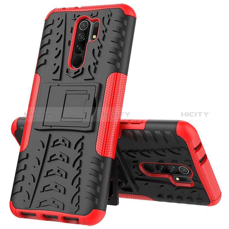 Coque Contour Silicone et Plastique Housse Etui Mat avec Support JX1 pour Xiaomi Redmi 9 Plus