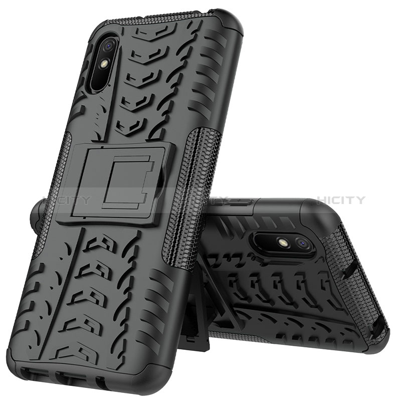 Coque Contour Silicone et Plastique Housse Etui Mat avec Support JX1 pour Xiaomi Redmi 9A Plus