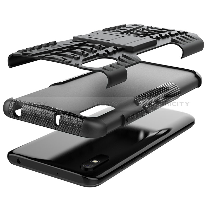 Coque Contour Silicone et Plastique Housse Etui Mat avec Support JX1 pour Xiaomi Redmi 9AT Plus