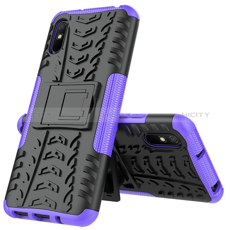 Coque Contour Silicone et Plastique Housse Etui Mat avec Support JX1 pour Xiaomi Redmi 9AT Plus