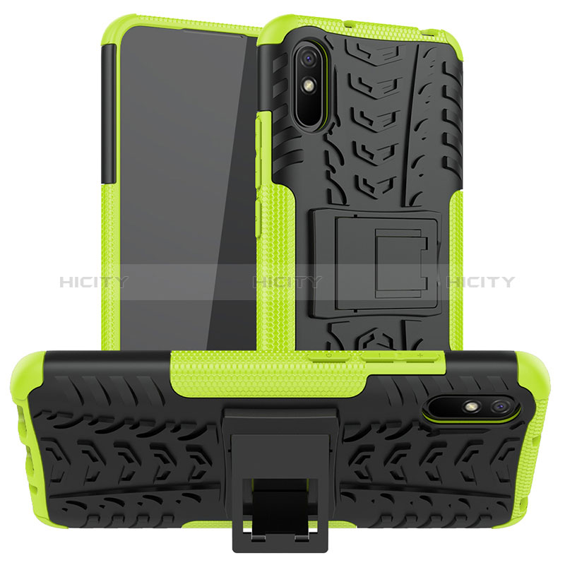 Coque Contour Silicone et Plastique Housse Etui Mat avec Support JX1 pour Xiaomi Redmi 9i Vert Plus