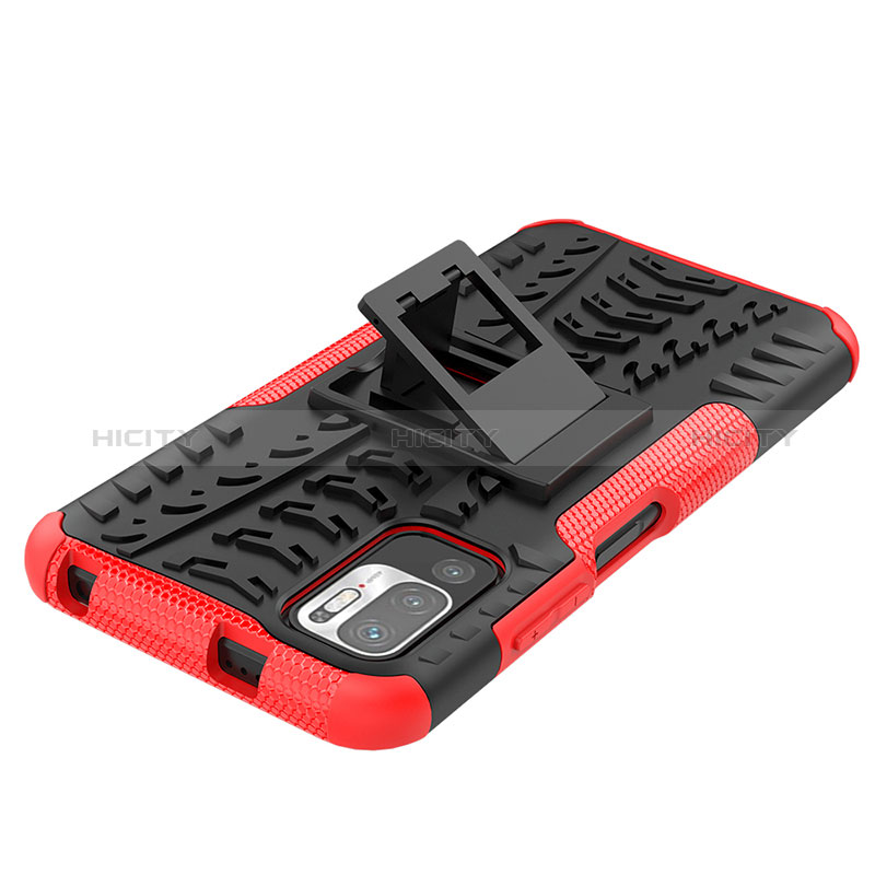 Coque Contour Silicone et Plastique Housse Etui Mat avec Support JX1 pour Xiaomi Redmi Note 10 5G Plus