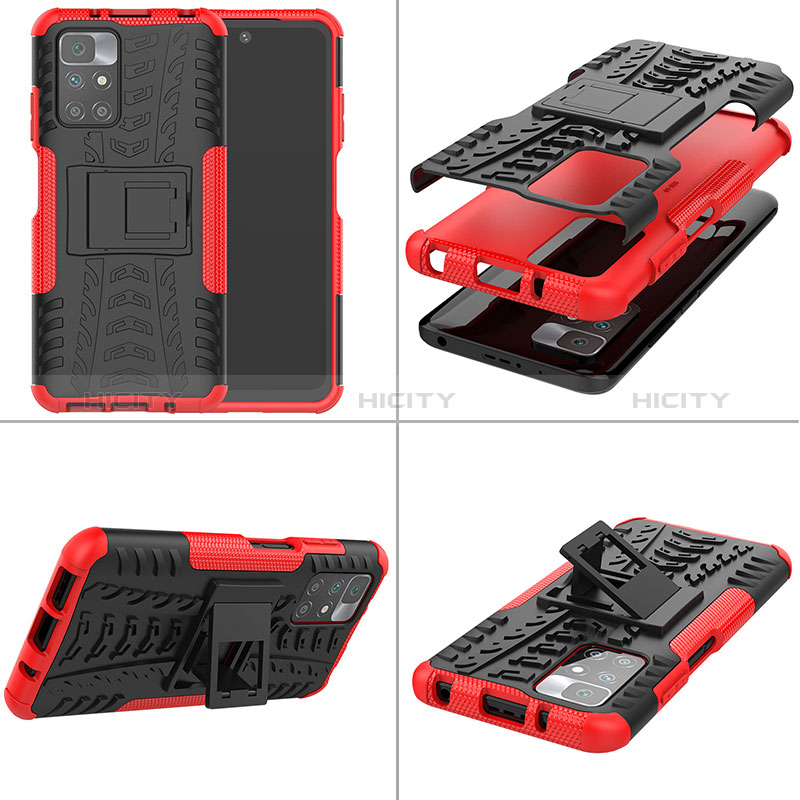 Coque Contour Silicone et Plastique Housse Etui Mat avec Support JX1 pour Xiaomi Redmi Note 11 4G (2021) Plus