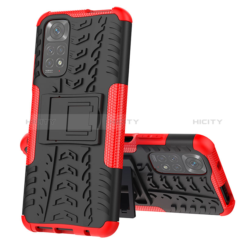 Coque Contour Silicone et Plastique Housse Etui Mat avec Support JX1 pour Xiaomi Redmi Note 11 4G (2022) Plus