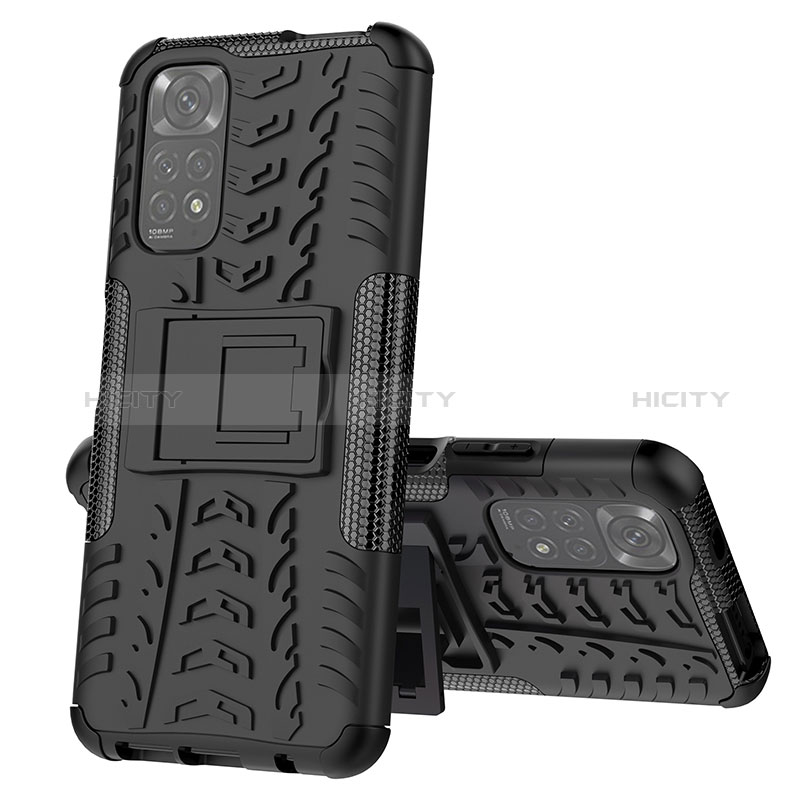 Coque Contour Silicone et Plastique Housse Etui Mat avec Support JX1 pour Xiaomi Redmi Note 11 4G (2022) Plus