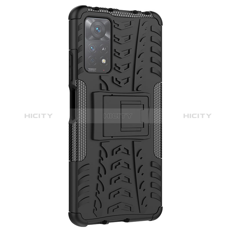 Coque Contour Silicone et Plastique Housse Etui Mat avec Support JX1 pour Xiaomi Redmi Note 11 Pro 4G Plus