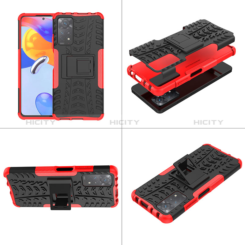 Coque Contour Silicone et Plastique Housse Etui Mat avec Support JX1 pour Xiaomi Redmi Note 11 Pro 4G Plus