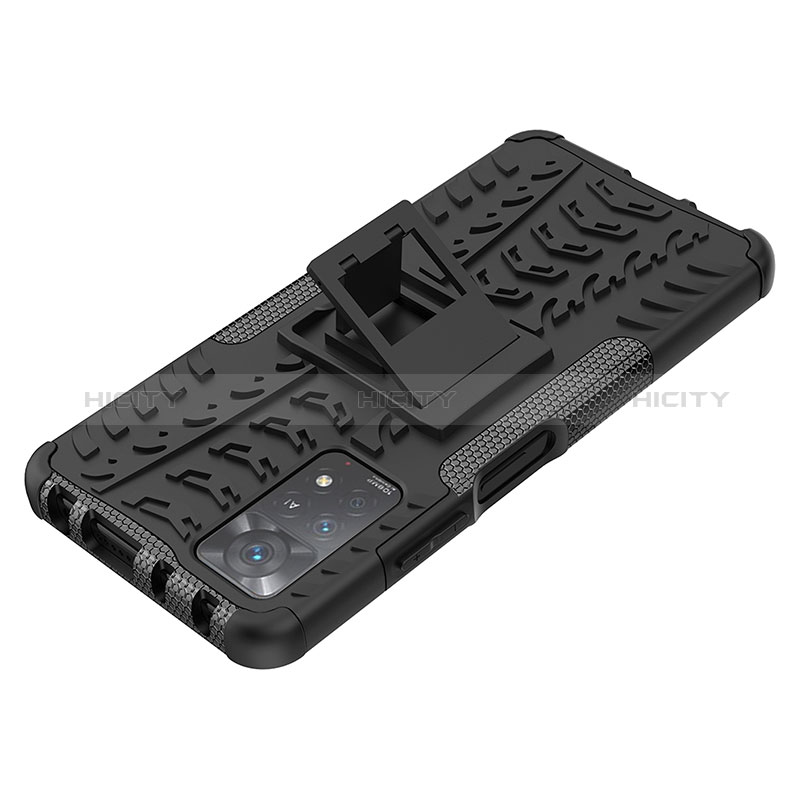 Coque Contour Silicone et Plastique Housse Etui Mat avec Support JX1 pour Xiaomi Redmi Note 11 Pro 4G Plus