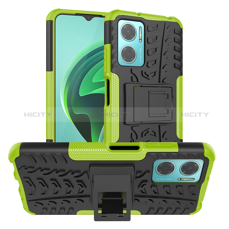 Coque Contour Silicone et Plastique Housse Etui Mat avec Support JX1 pour Xiaomi Redmi Note 11E 5G Vert Plus