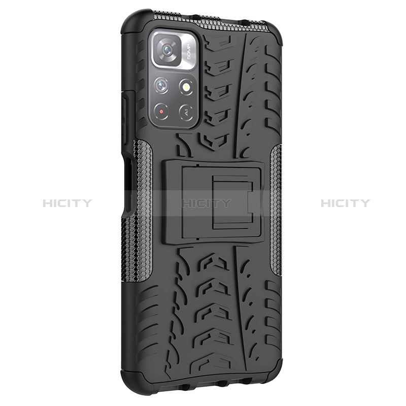 Coque Contour Silicone et Plastique Housse Etui Mat avec Support JX1 pour Xiaomi Redmi Note 11T 5G Plus