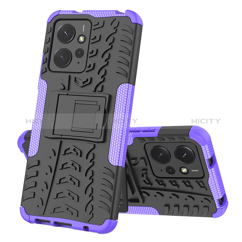 Coque Contour Silicone et Plastique Housse Etui Mat avec Support JX1 pour Xiaomi Redmi Note 12 4G Plus