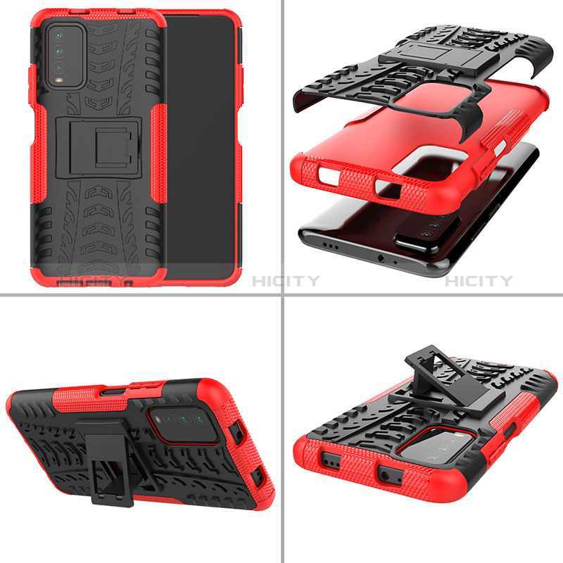 Coque Contour Silicone et Plastique Housse Etui Mat avec Support JX1 pour Xiaomi Redmi Note 9 4G Plus