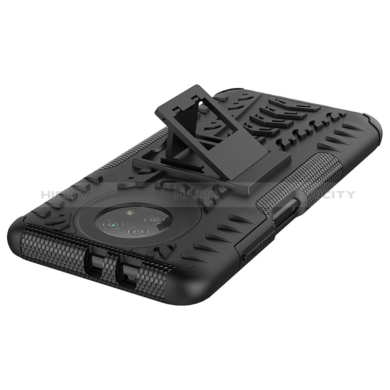 Coque Contour Silicone et Plastique Housse Etui Mat avec Support JX1 pour Xiaomi Redmi Note 9 5G Plus