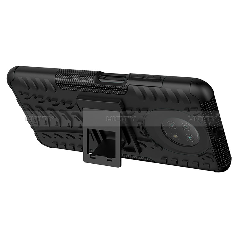 Coque Contour Silicone et Plastique Housse Etui Mat avec Support JX1 pour Xiaomi Redmi Note 9 5G Plus