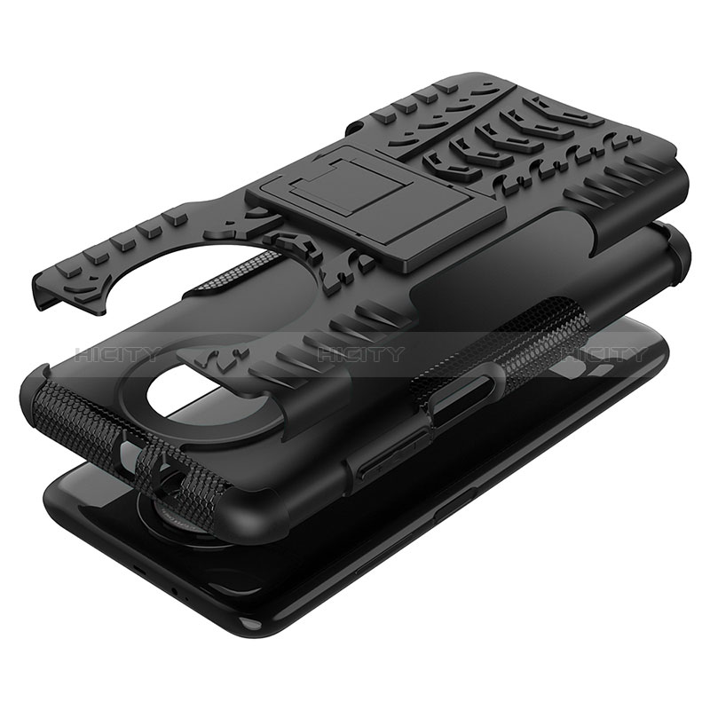 Coque Contour Silicone et Plastique Housse Etui Mat avec Support JX1 pour Xiaomi Redmi Note 9 5G Plus