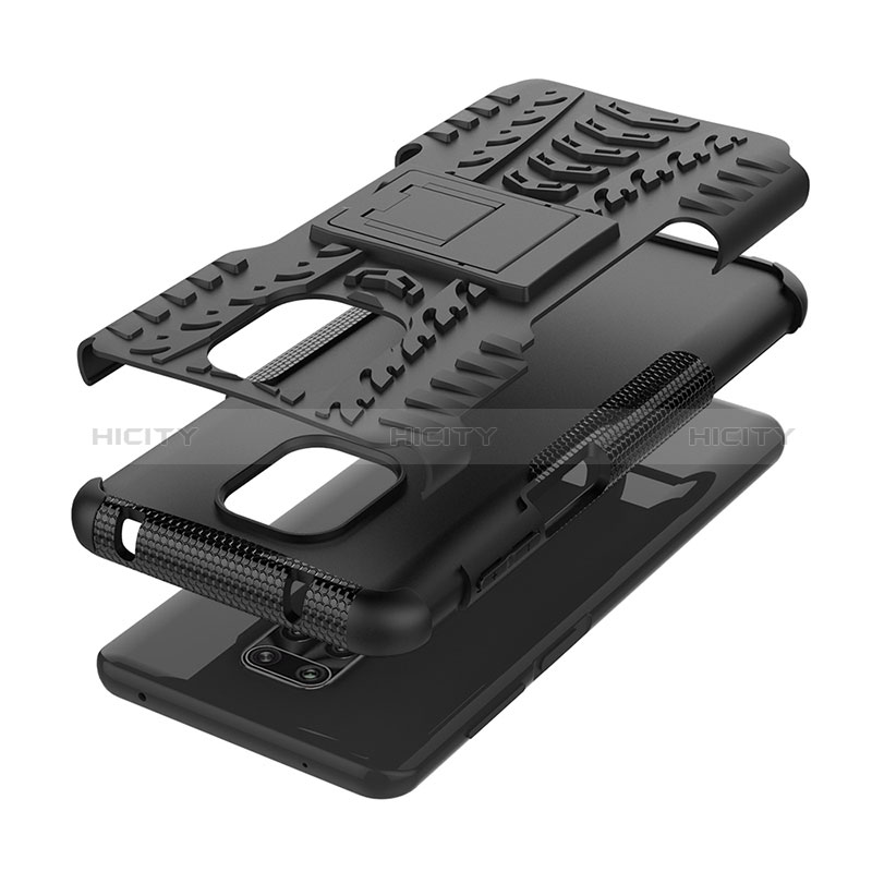 Coque Contour Silicone et Plastique Housse Etui Mat avec Support JX1 pour Xiaomi Redmi Note 9 Pro Max Plus