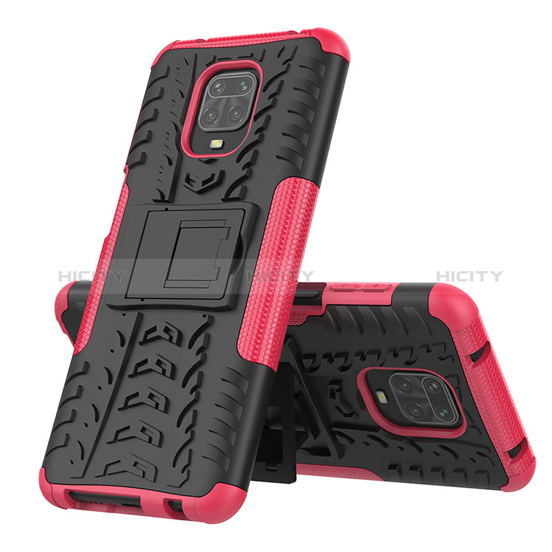 Coque Contour Silicone et Plastique Housse Etui Mat avec Support JX1 pour Xiaomi Redmi Note 9 Pro Max Plus