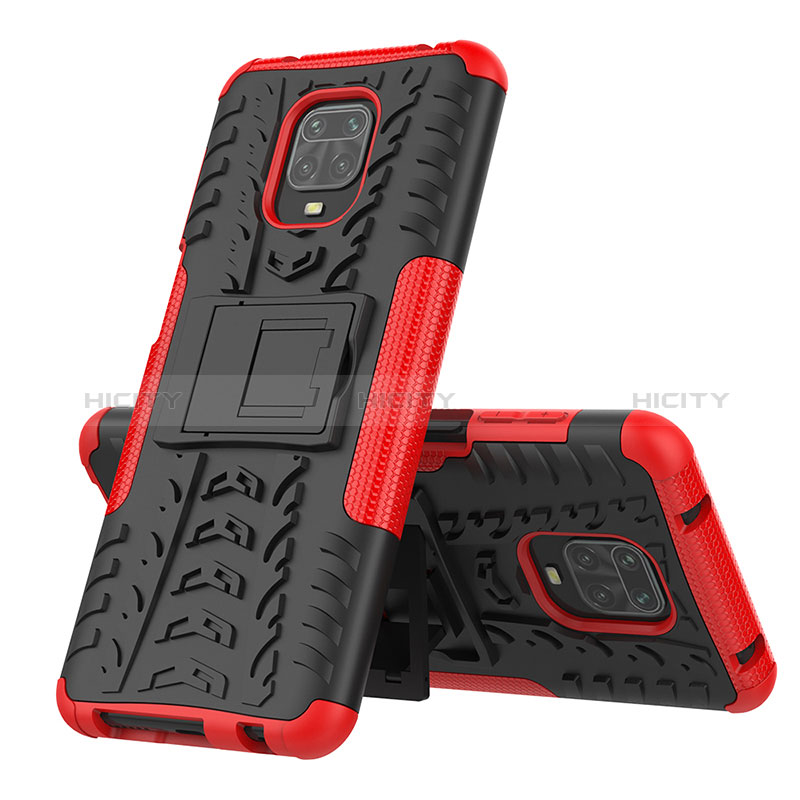 Coque Contour Silicone et Plastique Housse Etui Mat avec Support JX1 pour Xiaomi Redmi Note 9 Pro Plus