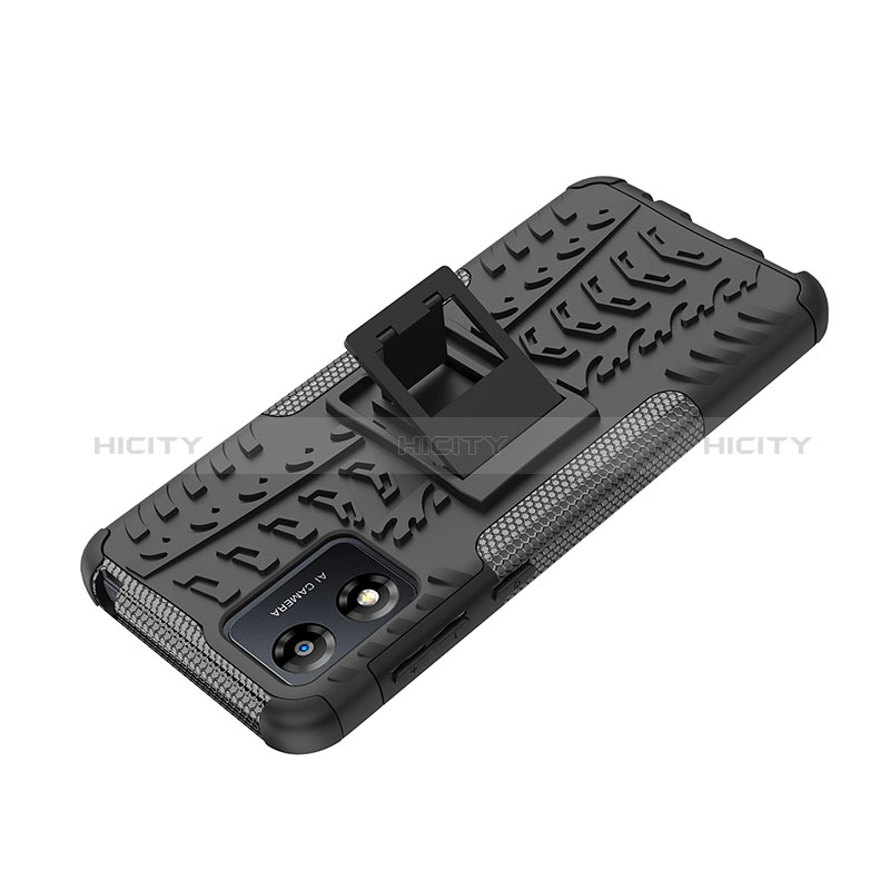 Coque Contour Silicone et Plastique Housse Etui Mat avec Support JX2 pour Motorola Moto E13 Plus