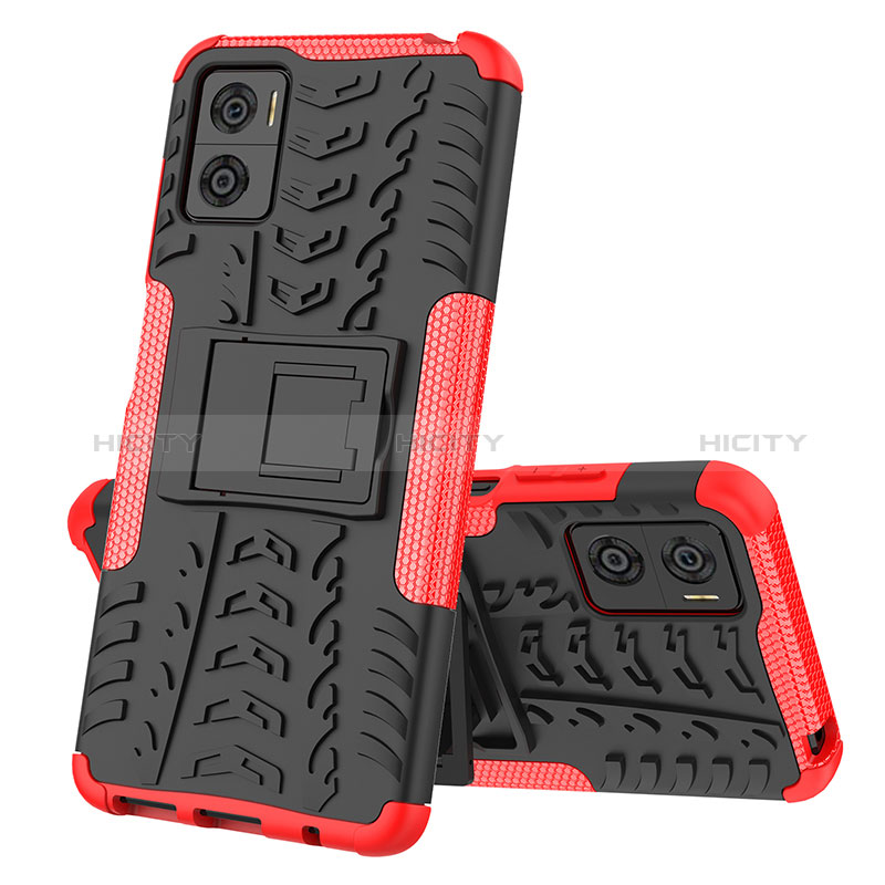 Coque Contour Silicone et Plastique Housse Etui Mat avec Support JX2 pour Motorola Moto E22 Plus