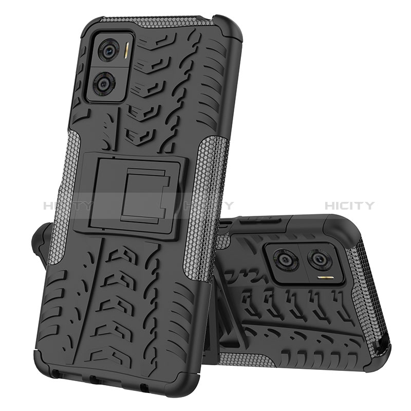 Coque Contour Silicone et Plastique Housse Etui Mat avec Support JX2 pour Motorola Moto E22 Plus