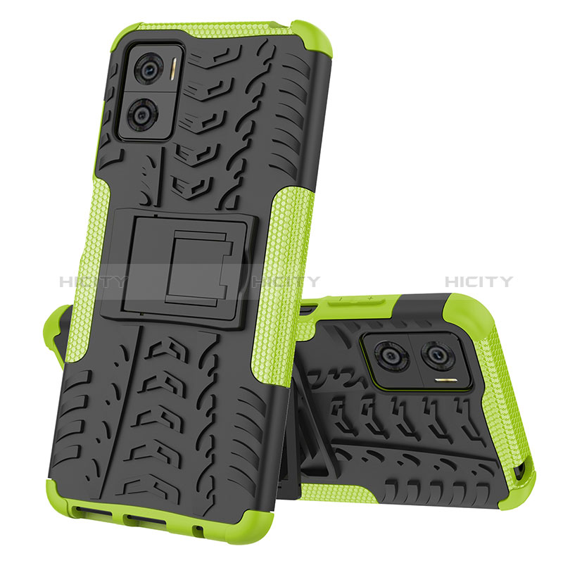 Coque Contour Silicone et Plastique Housse Etui Mat avec Support JX2 pour Motorola Moto E22 Plus