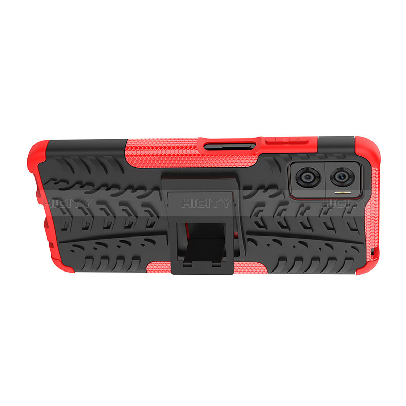 Coque Contour Silicone et Plastique Housse Etui Mat avec Support JX2 pour Motorola Moto E22 Plus