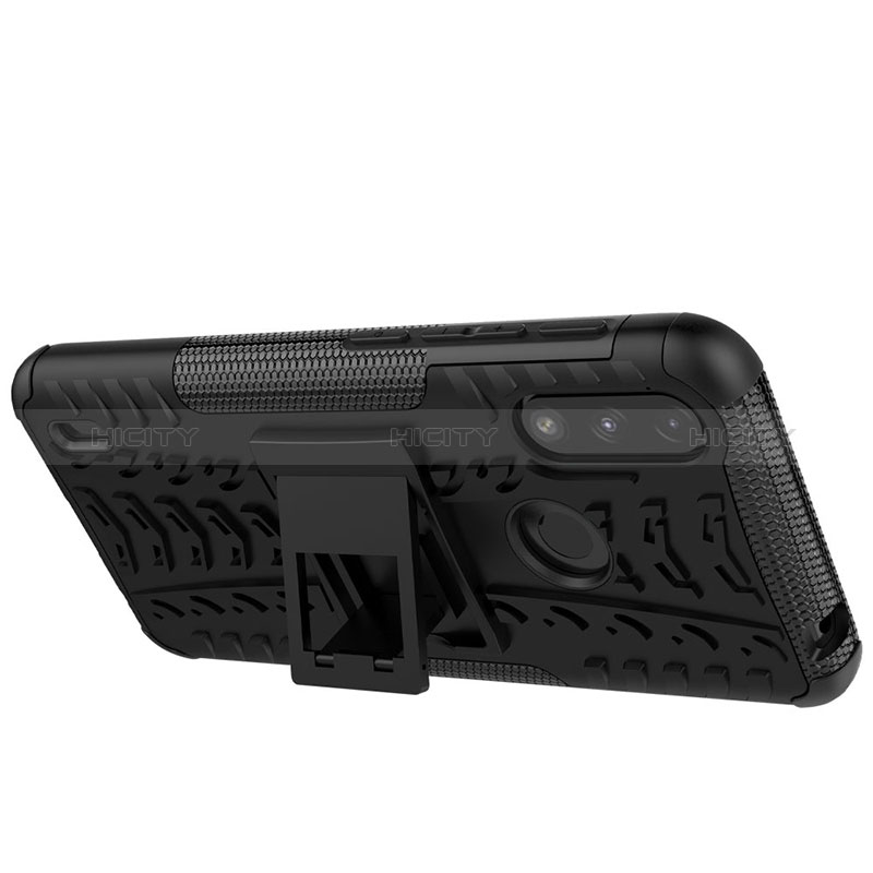 Coque Contour Silicone et Plastique Housse Etui Mat avec Support JX2 pour Motorola Moto E7 Power Plus