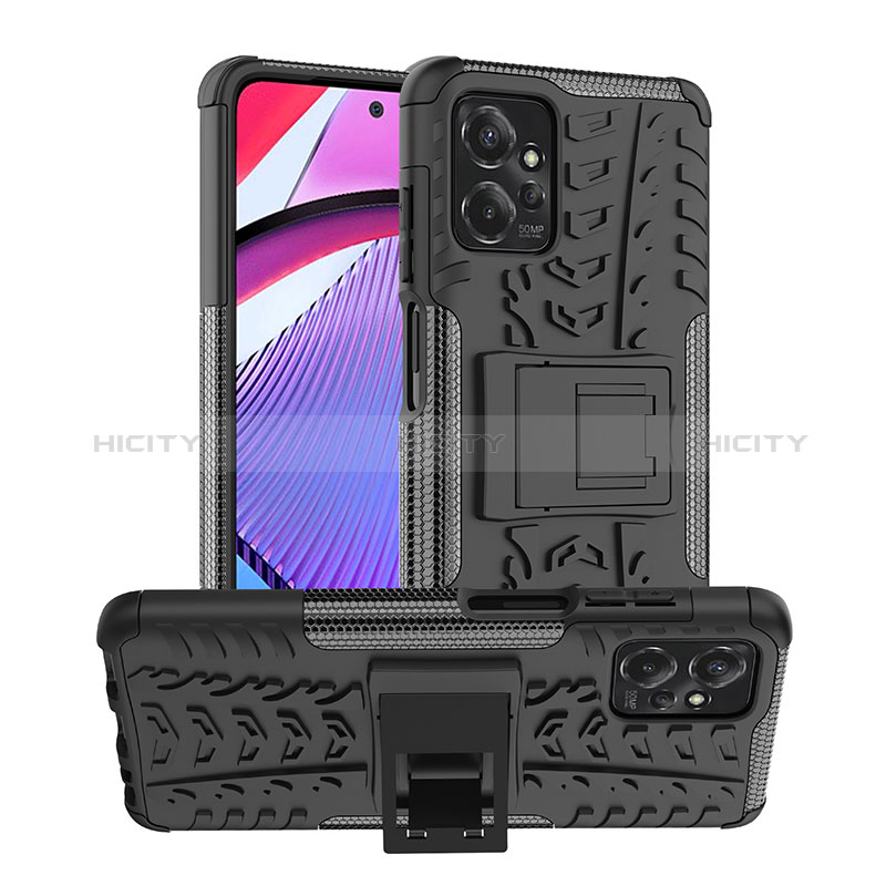 Coque Contour Silicone et Plastique Housse Etui Mat avec Support JX2 pour Motorola Moto G Power 5G (2023) Noir Plus