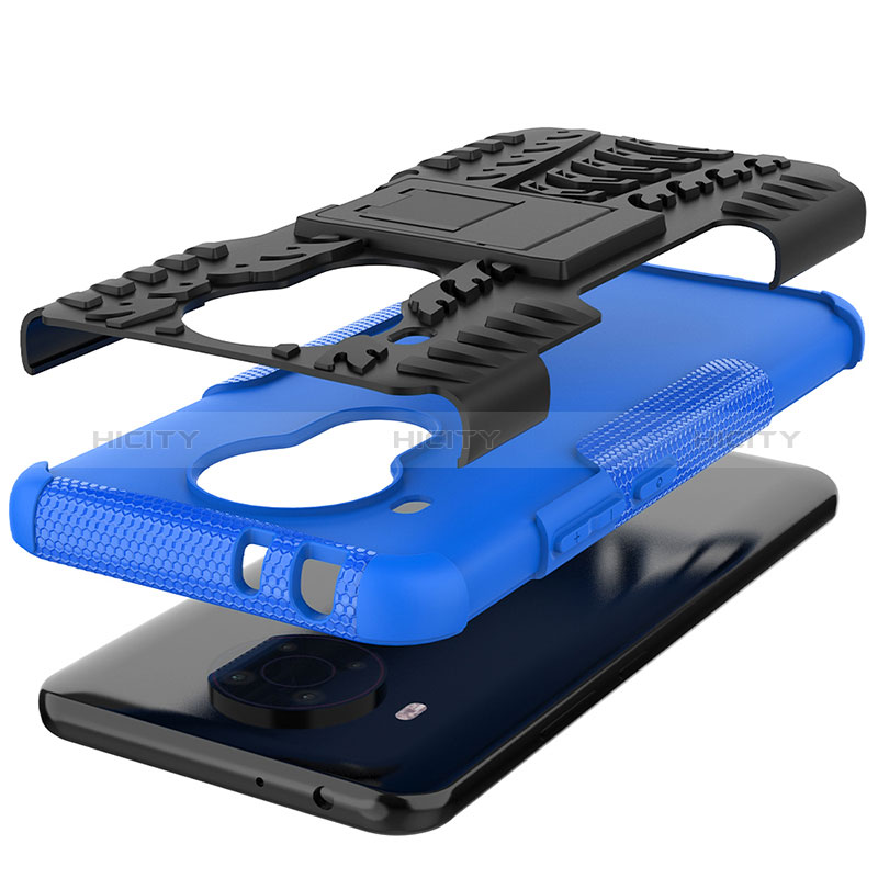 Coque Contour Silicone et Plastique Housse Etui Mat avec Support JX2 pour Nokia 5.4 Plus