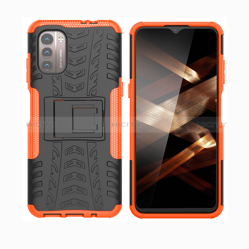 Coque Contour Silicone et Plastique Housse Etui Mat avec Support JX2 pour Nokia G11 Orange Plus