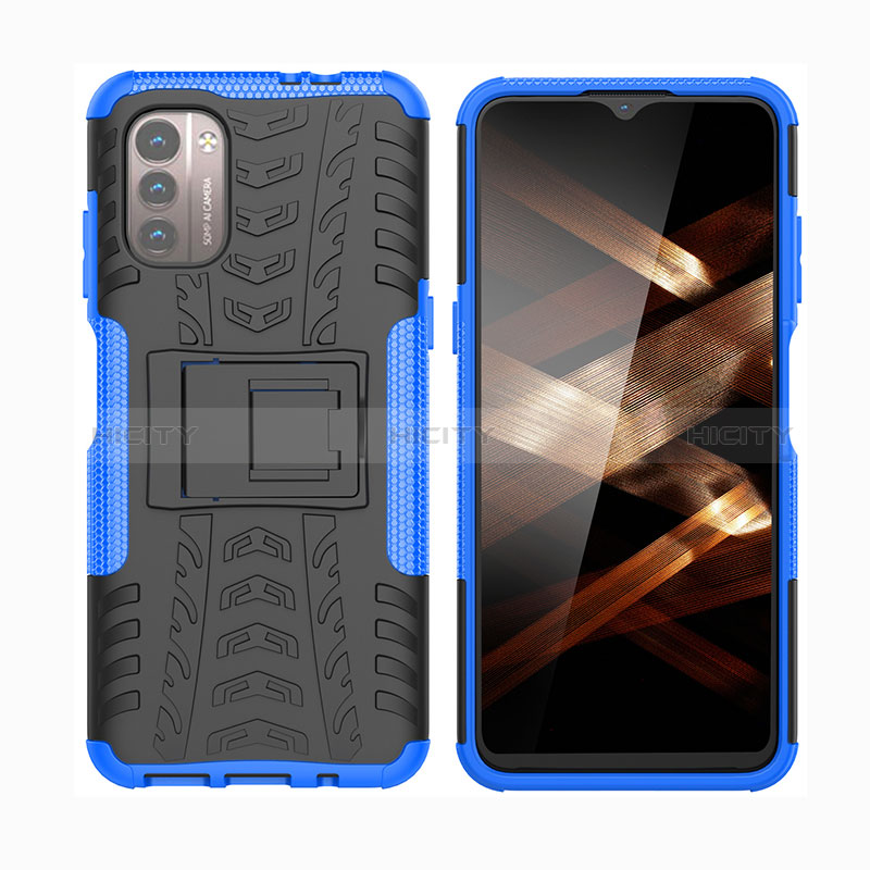 Coque Contour Silicone et Plastique Housse Etui Mat avec Support JX2 pour Nokia G11 Plus