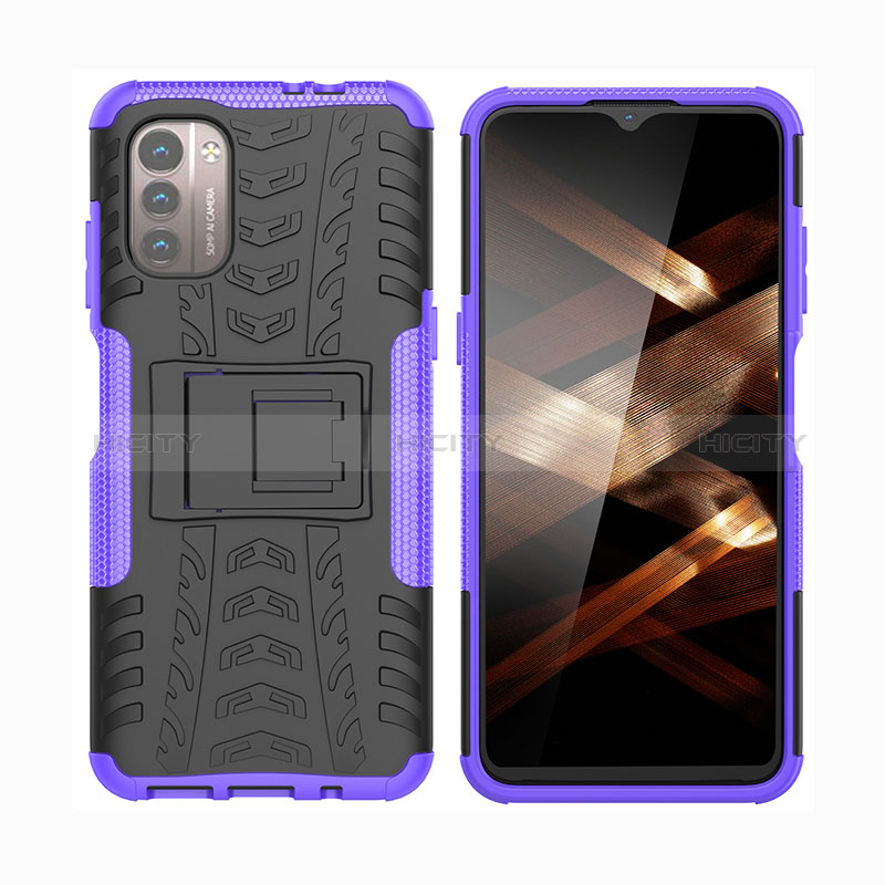 Coque Contour Silicone et Plastique Housse Etui Mat avec Support JX2 pour Nokia G11 Plus