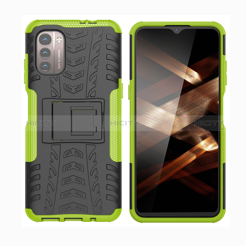 Coque Contour Silicone et Plastique Housse Etui Mat avec Support JX2 pour Nokia G11 Plus