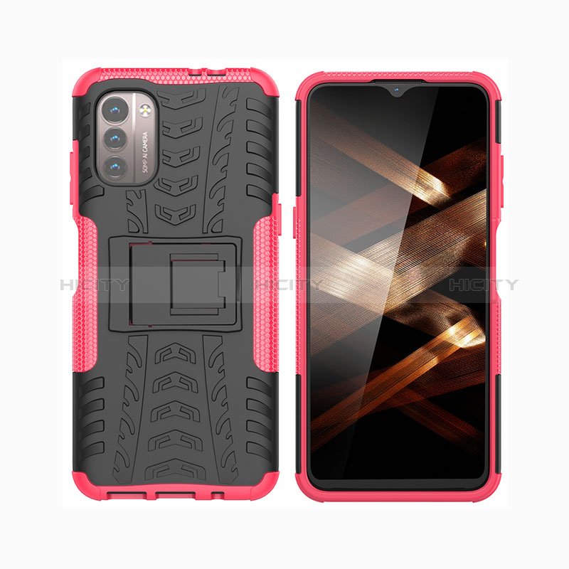 Coque Contour Silicone et Plastique Housse Etui Mat avec Support JX2 pour Nokia G11 Plus